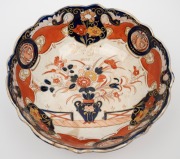 MASONS antique English stoneware bowl, emblazoned "W. J., 1842"; together with an 18th century tin glazed earthenware tankard with hand-painted floral decoration, (2 items), the tankard 13cm high. - 2