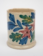 MASONS antique English stoneware bowl, emblazoned "W. J., 1842"; together with an 18th century tin glazed earthenware tankard with hand-painted floral decoration, (2 items), the tankard 13cm high. - 4