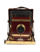 View camera, c. 1900s, plate dimensions 16 x 11.5cm, Beck Symmetrical lens and Taylor, Taylor & Hobson spirit level attachment. - 3