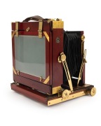 View camera, c. 1900s, plate dimensions 16 x 11.5cm, Beck Symmetrical lens and Taylor, Taylor & Hobson spirit level attachment. - 5