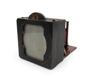 ROCHESTER OPTICAL CO.: "Pony Premo No. 3" folding camera, c. 1898, plate dimensions approx. 18 x 14cm, vivid red bellows, Wollensak pneumatic shutter. - 4