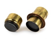 VOIGTL&Auml;NDER: Mid-19th century brass Petzval lens with lens diameter of approx. 8cm, total length approx. 18cm, bearing engraving "No. 18821 Voigtl&auml;nder & Sohn, Wien, Braunschweig". - 4