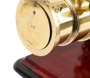 Large c. 1890s mahogany and brass MAGIC LANTERN with impressive triple-extension lens, tin chimney element, two side-opening doors with blue glass peepholes, and finely carved base; later retrofitted for electricity, dimensions approx. 46 x 30 x 64cm. - 6