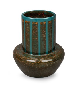 MAX LAEUGER German pottery vase in the Arts & Crafts manner, early 20th century, impressed mark to base, 14cm high.
