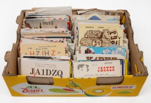 QSL CARDS: A fascinating collection of two-way radio confirmation cards, many with interesting graphics from all points of the globe, including the Soviet Union, United States, Japan, Germany etc., circa 1970s, (qty).