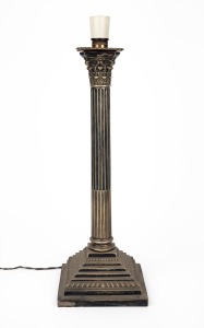 An antique Corinthian column table lamp base (candlestick conversion), 19th/20th century, ​​​​​​​53cm high.