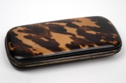 An antique tortoiseshell and silver spectacle case, attractively lined in blue silk, 19th century, 13.5cm wide. - 3