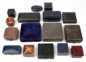 Sixteen assorted antique and vintage jewellery cases, 19th and 20th century.