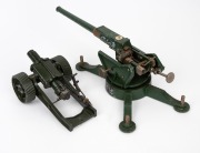 Two English made model artillery pieces, most likely Dinky/Meccano, the larger 34cm long. - 2