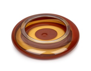 LINO TAGLIAPIETRA "Saturno" orange Murano glass bowl, for LA MURRINA, circa 1970, 19.5cm diameter.