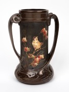 BRETBY English Arts & Crafts pottery vase with bird and blossom decoration, 19th/20th century, factory mark to base, 26cm high.