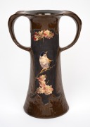 BRETBY English Arts & Crafts pottery vase with bird and blossom decoration, 19th/20th century, factory mark to base, 29cm high. - 2