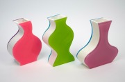 VILLEROY & BOCH set of three multi-coloured plexi glass vases, ​​​​​​​the largest 17.5cm high. - 2