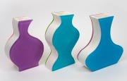 VILLEROY & BOCH set of three multi-coloured plexi glass vases, ​​​​​​​the largest 17.5cm high.