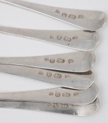 A set of six Georgian sterling silver teaspoons with engraved decoration, by Richard Crossley of London, circa 1785, 12cm long, 72 grams total. - 2