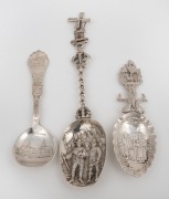 Three assorted continental silver novelty spoons, Norwegian, Dutch and Italian, 20th century, the largest 20.5cm high, 145 grams total.