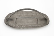 LIBERTY & Co. "Tuderic" English Arts & Crafts pewter tray with carrying handle, early 20th century, stamped "TUDERIC" with registration and shape mark, 31cm wide.
