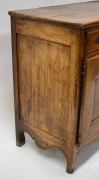An antique French sycamore and fruitwood two drawer two door cabinet with applied metal decoration, 18th/19th century, 97cm high, 134cm wide, 52cm deep. - 4