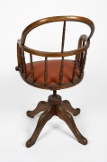 An antique American oak swivel base captain's chair, 19th century, 52cm across the arms. - 3
