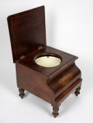 An antique English flame mahogany bed step commode on turned legs, mid 19th century, ​​​​​​​44cm high, 47cm wide, 50cm deep. - 2