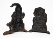 PUNCH & JUDY pair of antique cast iron door stops, 19th century, ​​​​​​​30cm and 27cm high. - 2
