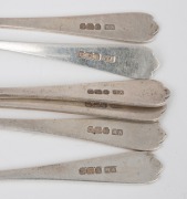 A set of six antique English sterling silver rat tail dog nose teaspoons by Atkin Brothers of Sheffield, circa 1911, 9.5cm long, 60 grams total. - 2