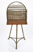 An antique American oak and gilt metal revolving magazine stand, 19th/20th century, 84cm high, 37cm wide, 33cm deep. - 2