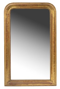 An antique gilt framed pier mirror, 19th century, 143 x 88cm overall.