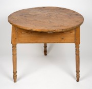 A Georgian provincial pine, elm and beech circular cricket table with three legs and triangular form base, 18th/19th century, 71cm high, 77cm wide. - 2