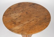 A Georgian provincial pine, elm and beech circular cricket table with three legs and triangular form base, 18th/19th century, 71cm high, 77cm wide. - 3