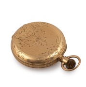 WALTHAM 10ct gold cased full hunter lady's pocket watch with crown wind movement, 19th/20th century, 5.5cm high including bow, 51 grams total including movement. - 2