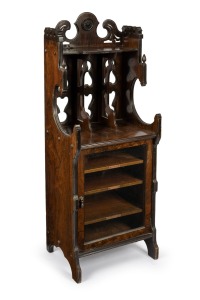 An antique English rosewood sheet music cabinet with bookstand top, 19th century, 122cm high, 45cm wide, 35cm deep.