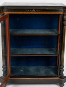 An antique English ebonised parlour cabinet, crossbanded in amboyna with gilt highlights, 19th century, 105cm high, 85cm wide, 37cm deep. - 2