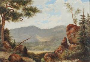 ISAAC WHITEHEAD (1819-1881)Australian school landscape, remains of label verso "....Melbourne"Oil on canvas signed lower left.