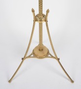 An antique English brass standard lamp with brass font and burner, 19th century, ​​​​​​​136cm high. - 3