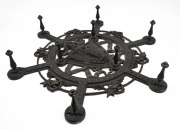 An antique English cast iron wall mount hat rack with owl decoration, late 19th century, 85cm high, 85cm wide. - 2