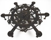 An antique English cast iron wall mount hat rack with owl decoration, late 19th century, 85cm high, 85cm wide. - 3
