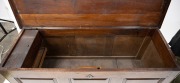 An antique English oak mule chest with peg-joint construction, two lower drawers and fielded panel front, first half of the 18th century, 83cm high, 140cm wide, 54cm deep. PROVENANCE: Purchased by the current vendor from John Wilson Antiques for $6,250. - 2