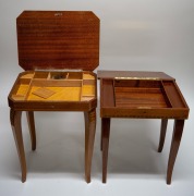 Two Italian marquetry top musical occasional tables, 20th century, ​​​​​​​46cm and 44cm high. - 2