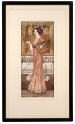 ARTIST UNKNOWN, self portrait of an artist, watercolour, signed "W.W.D. 1914", ​​​​​​​31 x 13cm, 50 x 29cm overall. - 2
