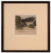Two antique framed watercolour caricatures titled "Fine Feathers Make Fine Birds" and "Seeing Is Believing", together with an antique hand- coloured German musical engraving, signed in pencil, (3 items), ​​​​​​​the largest 31 x 29cm overall. - 2
