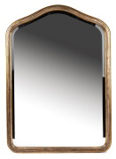 A vintage Italian bevelled gilt framed mirror with shaped top, 20th century, 101 x 70cm overall.