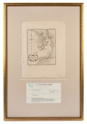 JACQUES-NICOLAS BELLIN (1703-1772) "CARTE DE LA BAYE DE GUAYAQUIL" (Ecuador), antique copper plate engraving, circa 1764, framed and mounted with original receipt from The Old Print Shop, New York, sheet size 44 x 26.5cm, 70 x 48cm overall.