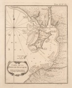 JACQUES-NICOLAS BELLIN (1703-1772) "CARTE DE LA BAYE DE GUAYAQUIL" (Ecuador), antique copper plate engraving, circa 1764, framed and mounted with original receipt from The Old Print Shop, New York, sheet size 44 x 26.5cm, 70 x 48cm overall. - 2