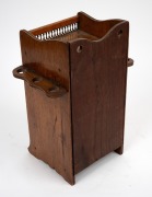 An antique walnut humidor tobacco cabinet with gilt metal gallery and drop side pipe holders, late 19th century, ​​​​​​​32cm high. - 2