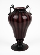 An Italian purple glass two handled vase, early to mid 20th century, 27cm high. - 2