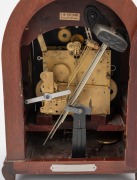 HAMBURG AMERICAN CLOCK COMPANY antique German mahogany cased mantle clock with three train chiming movement, silvered dial with Arabic chaptering, time silent and slow/fast dials, circa 1900, 37cm high. - 3