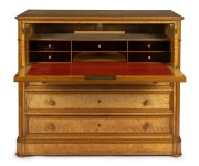 An antique birdseye maple secretaire chest, interior fitted with mahogany drawers and compartments, Northern European origin, 19th century, 108cm high, 131cm wide, 35cm deep. - 2
