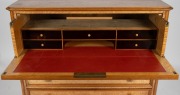 An antique birdseye maple secretaire chest, interior fitted with mahogany drawers and compartments, Northern European origin, 19th century, 108cm high, 131cm wide, 35cm deep. - 3