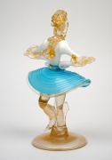 A Murano glass statue of a woman in a blue and white dress with gold inclusions, circa 1960s, 19cm high.